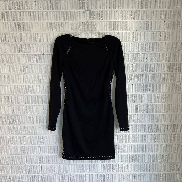 π
ΊGUESS | Black Studded Longsleeve Mini Dress - Picture 1 of 6